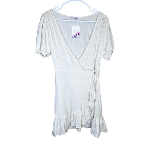 NWT Dainty Hooligan Boho Let It Play Out Cream Wrap Dress Size Small - Picture 10 of 14